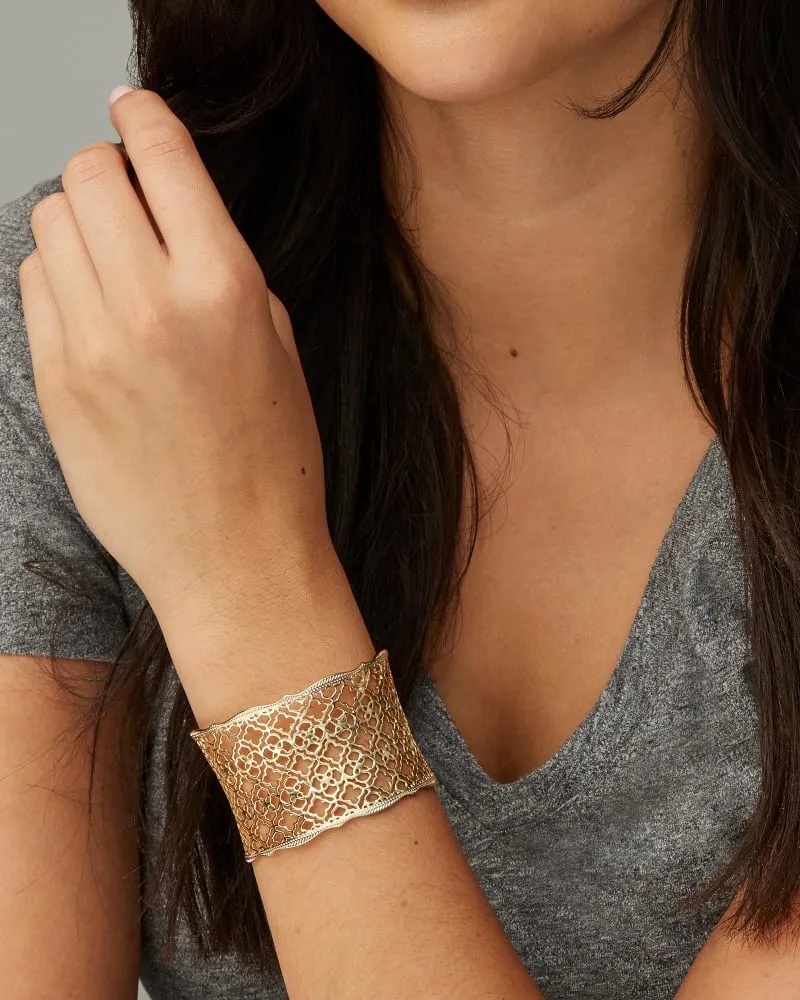 Candice Gold Cuff Bracelet In Gold Filigree Mix