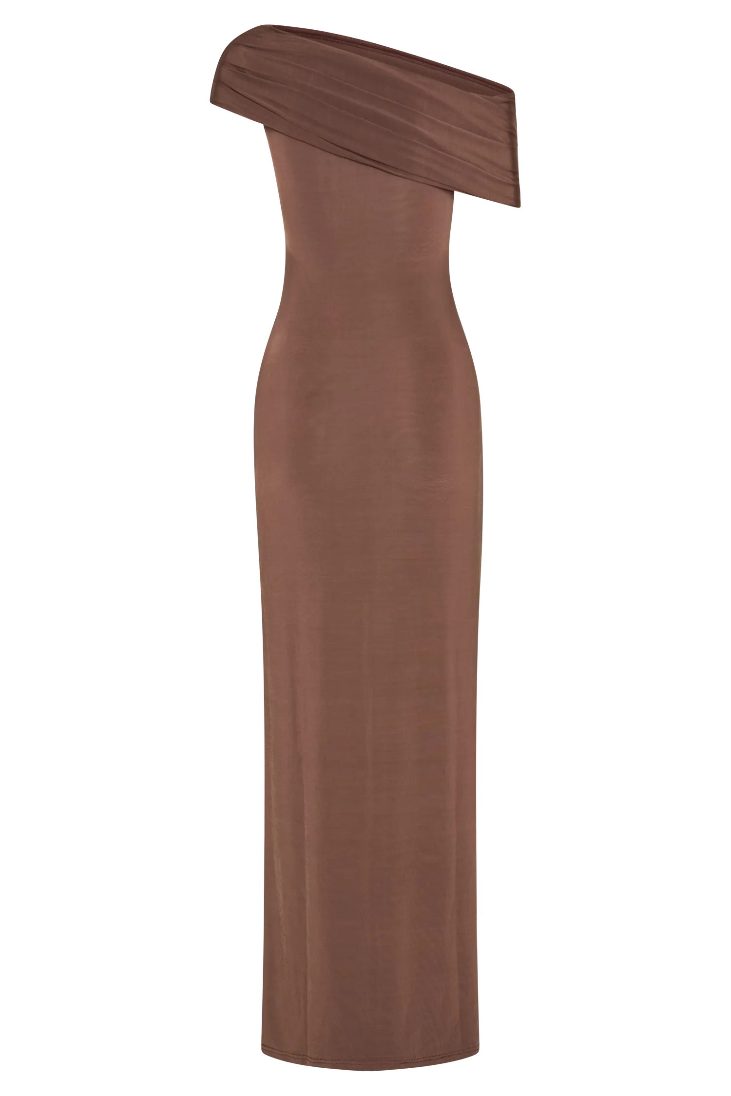 Cassandra Off Shoulder Slinky Maxi Dress - Chocolate