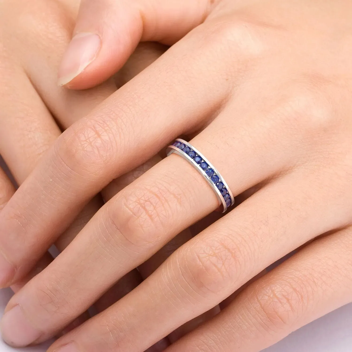 Channel Set Sapphire Ring in Sterling Silver - Irosk Australia®