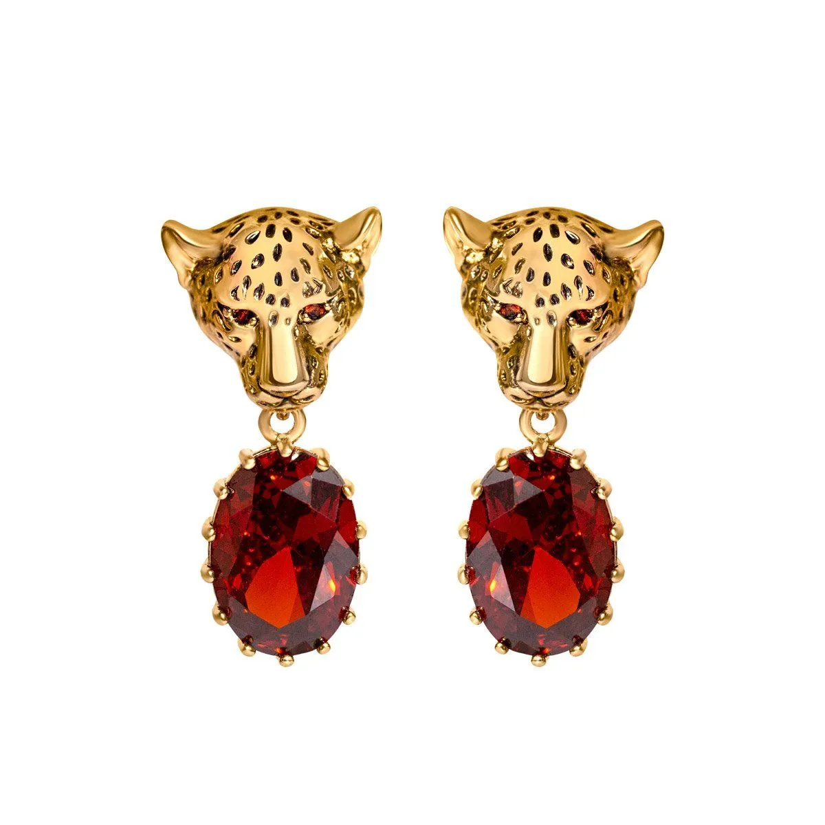 Cheetah Earrings With Sparkly CZ Stones