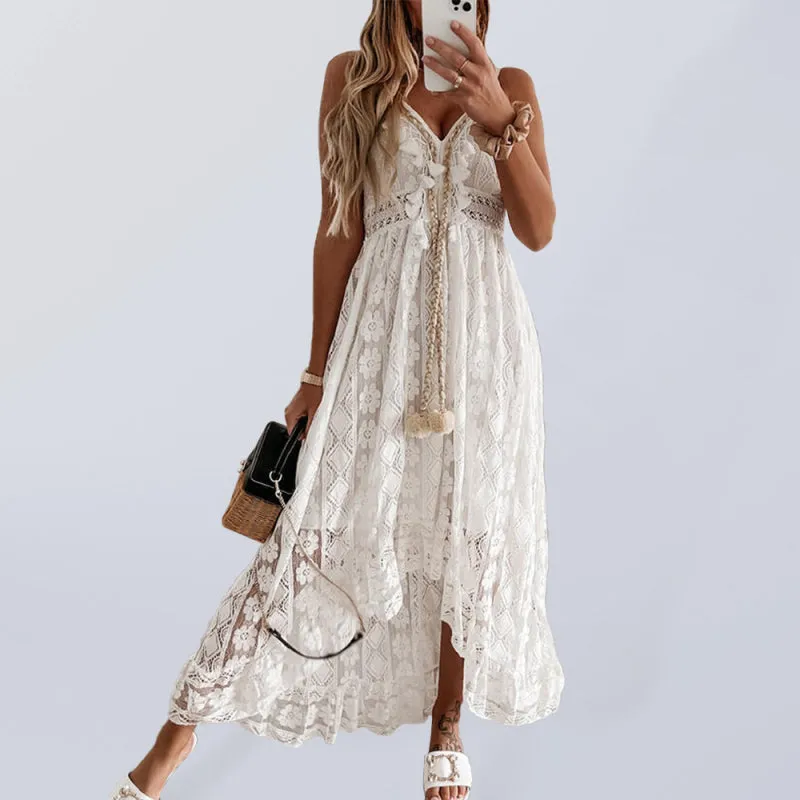 Chic Boho Lace Summer Midi Dress