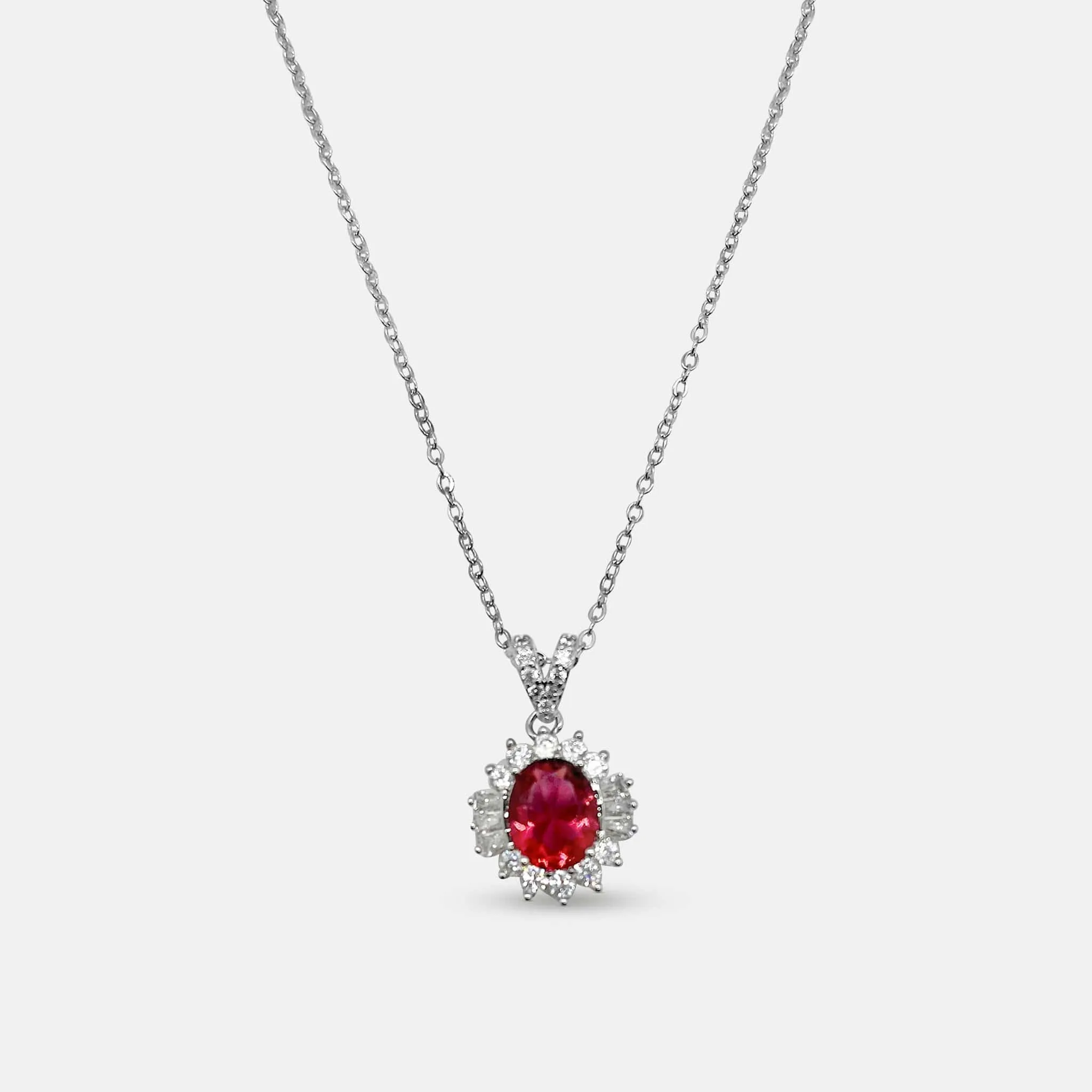 Chrisalee Ruby Cubic Zirconia Necklace and Earring Set