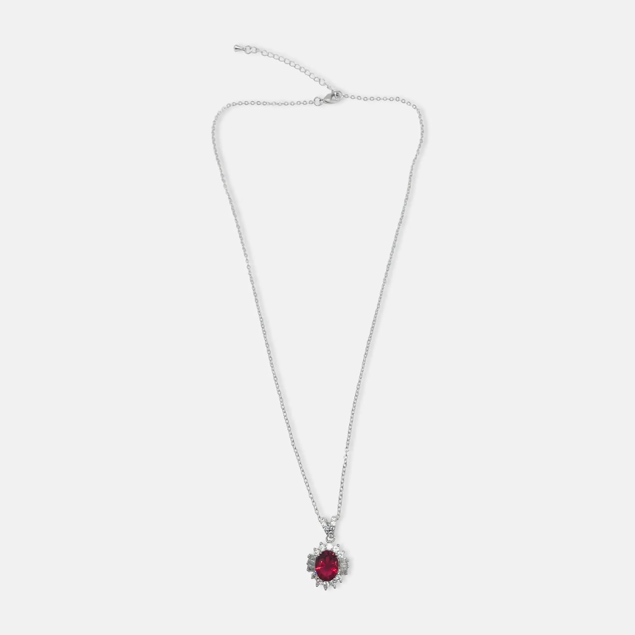 Chrisalee Ruby Cubic Zirconia Necklace and Earring Set