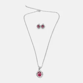 Chrisalee Ruby Cubic Zirconia Necklace and Earring Set