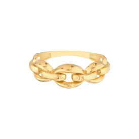 Chunky Gold Chain Link Ring | Genuine 14K Yellow Gold