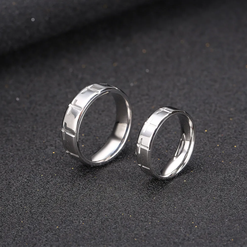 Couple's Temperament Titanium Steel Ring Set for Men and Women - Fashionable Plain Design