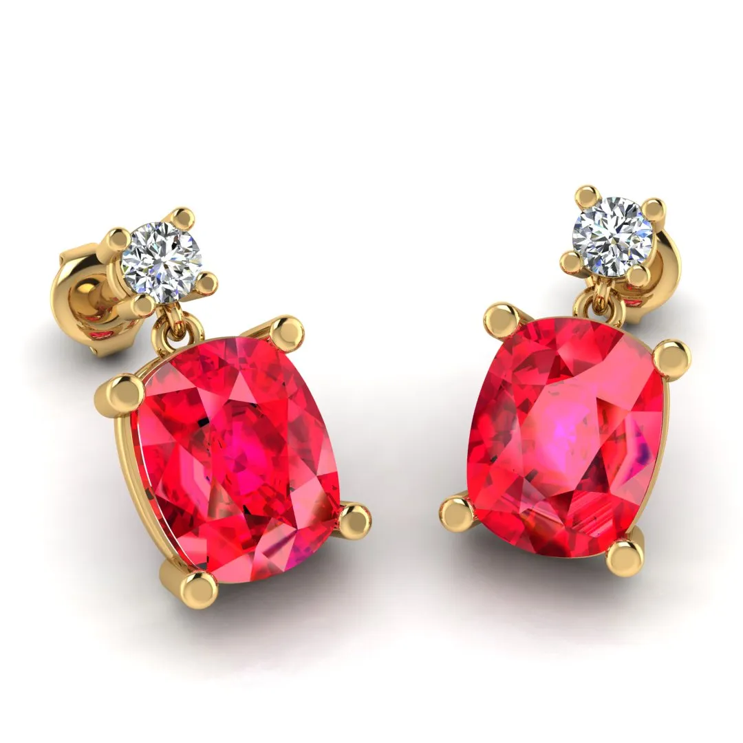 Cushion Shape Ruby Lab Grown Diamond Drop Earrings EDCCR