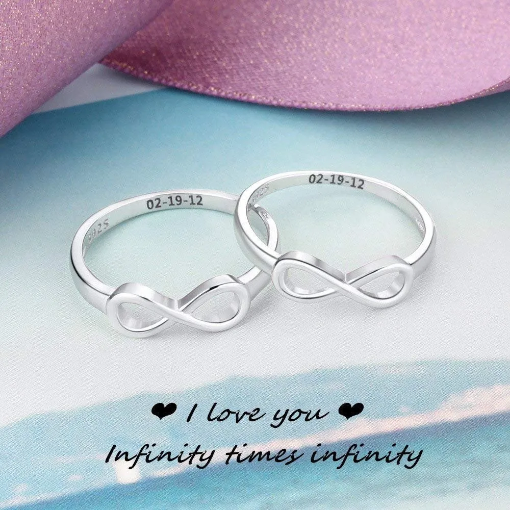 Custom Engravable Infinity Ring In Silver Color | Infinity Ring For Women | Custom Engraved Ring | Lover Couple Rings | Minimalist Real Ring