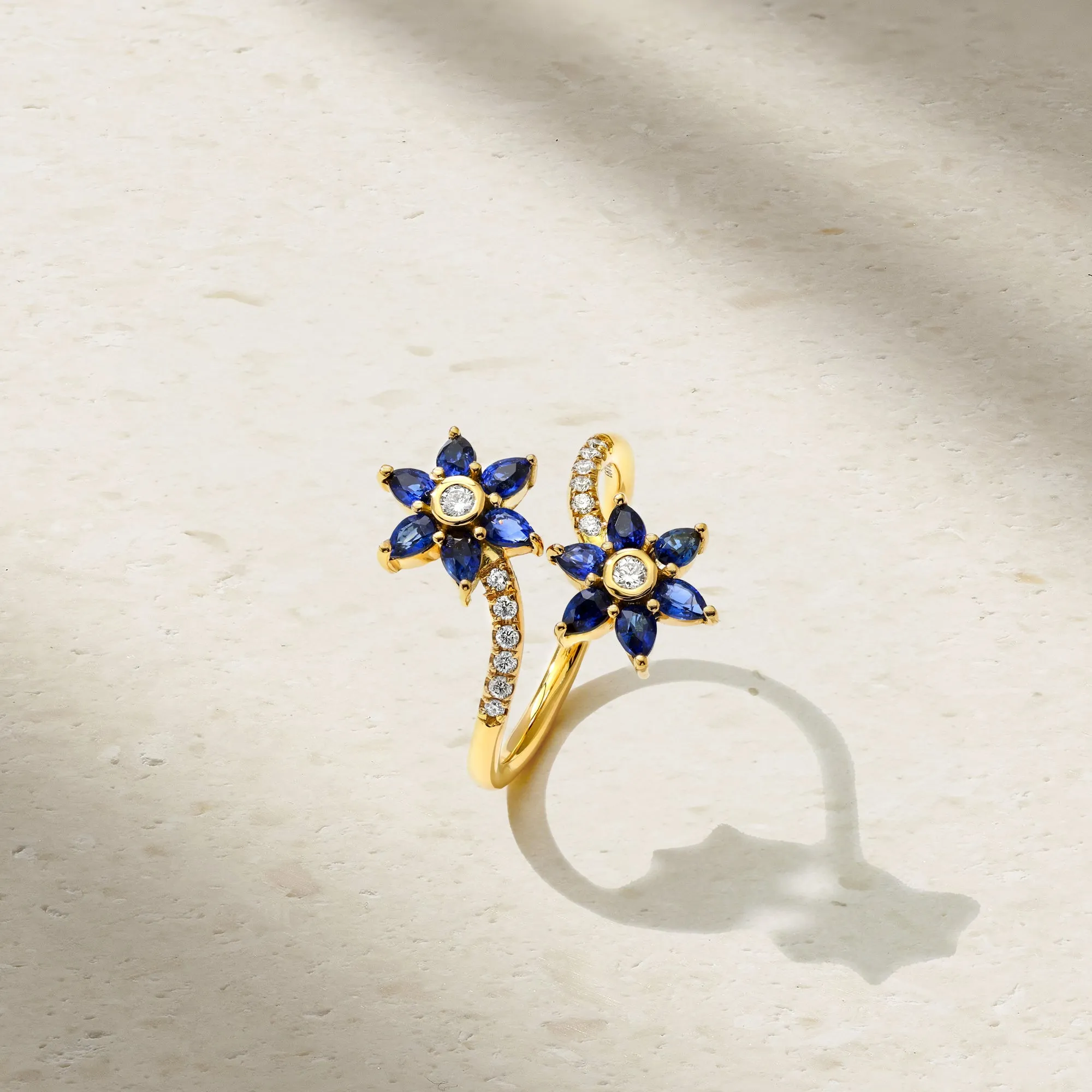 Daffodil Garden Sapphire and Diamond Bypass Ring