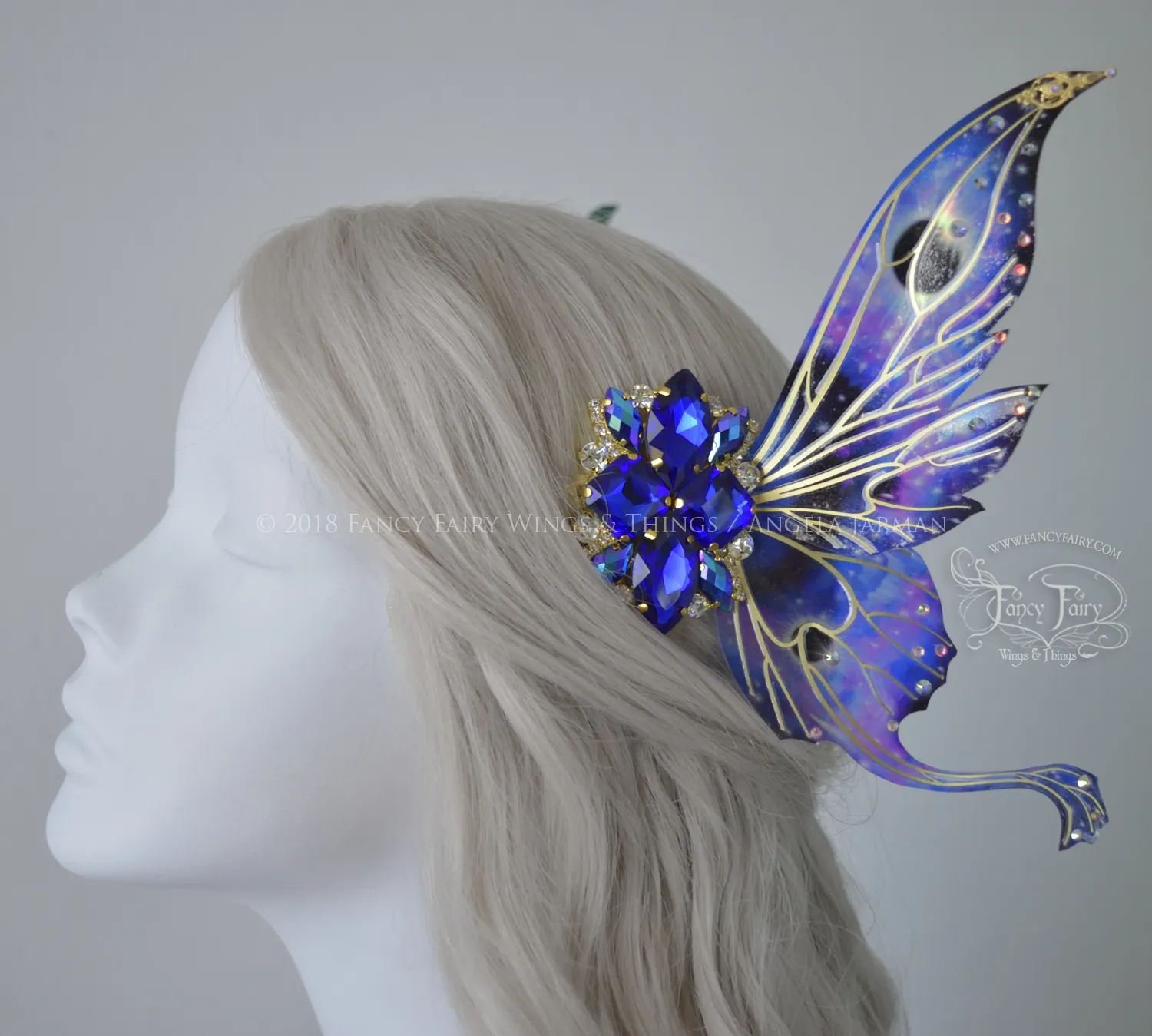 Datura Iridescent Convertible Fairy Wings and Hair Clips Set in Gilded Celestial with Gold veins & Crystals