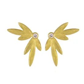 Diamond 18k Petal Stud Earrings by Laurie Kaiser