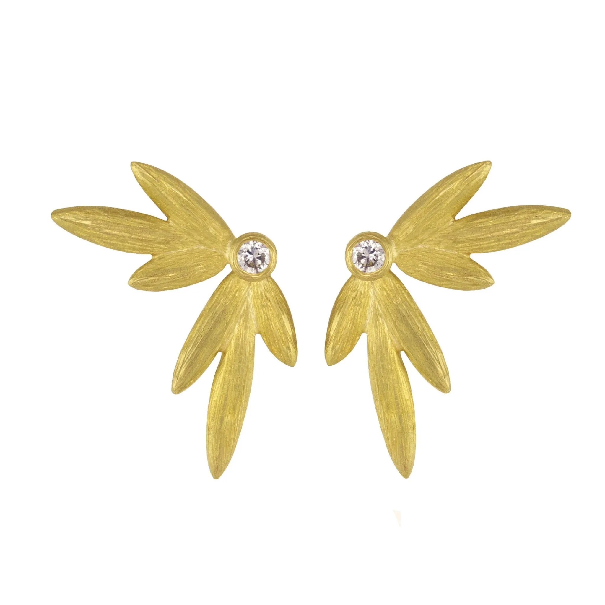 Diamond 18k Petal Stud Earrings by Laurie Kaiser