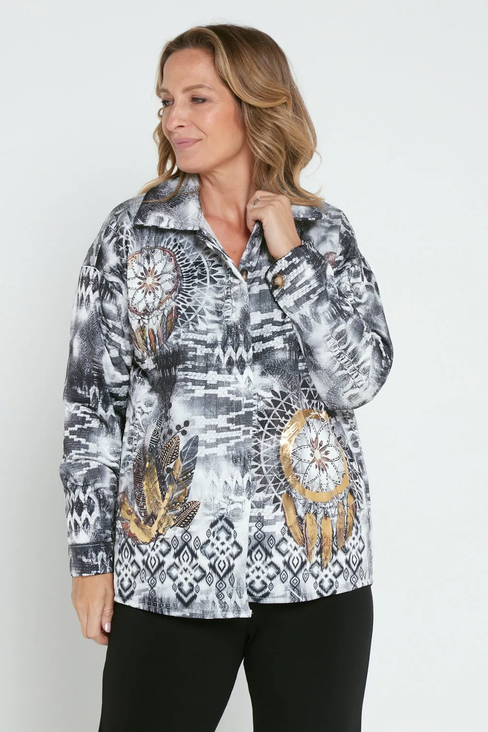 Elaine Quilted Jacket - Nero Gold Dream Catcher