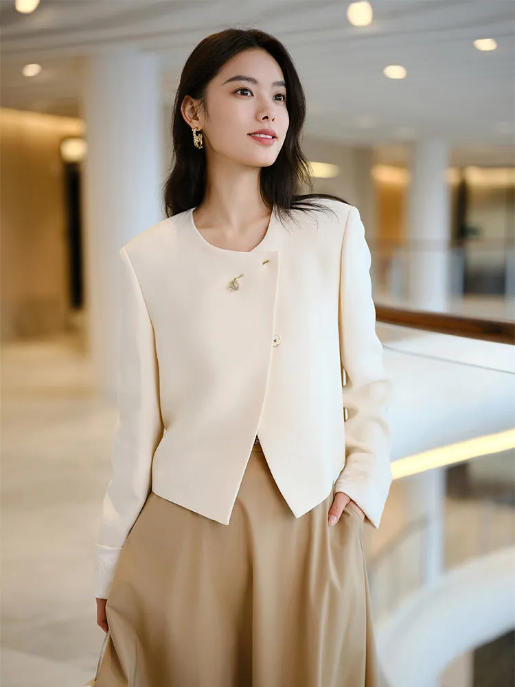 EP YAYING Silk Wool Cropped Jacket