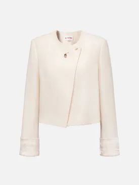 EP YAYING Silk Wool Cropped Jacket