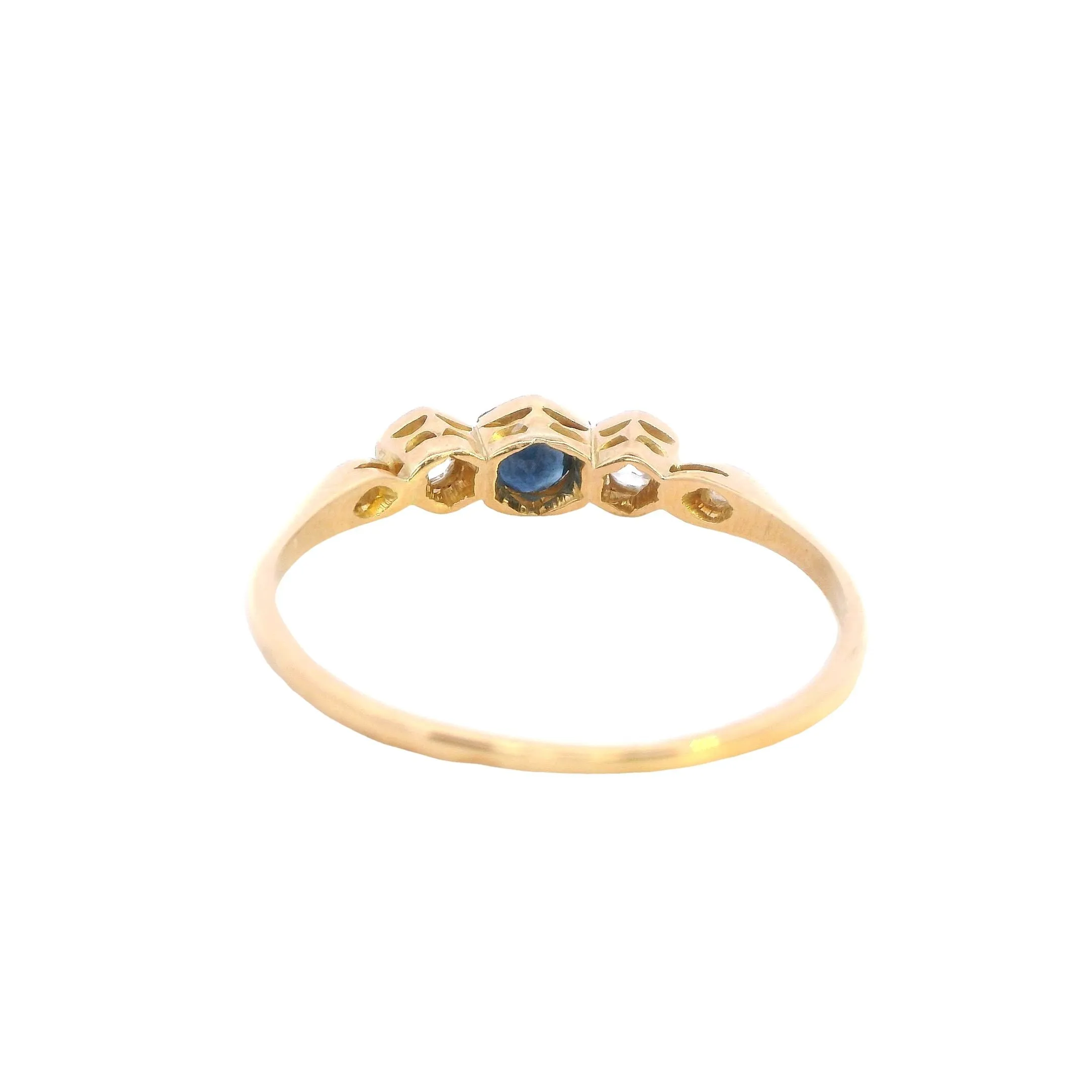 Exquisite Handmade Yellow Gold & Platinum Sapphire and Diamond Ring