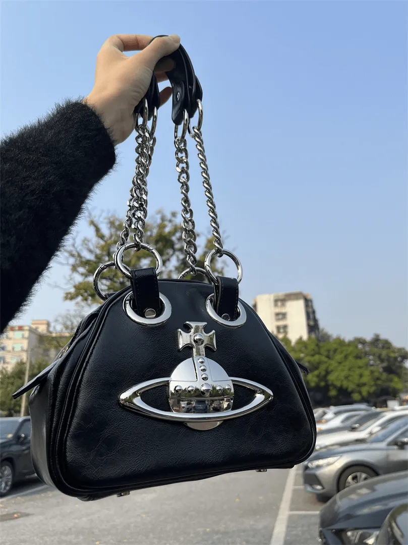 Fashion Women's Single Shoulder Bag with Chain in Punk Style