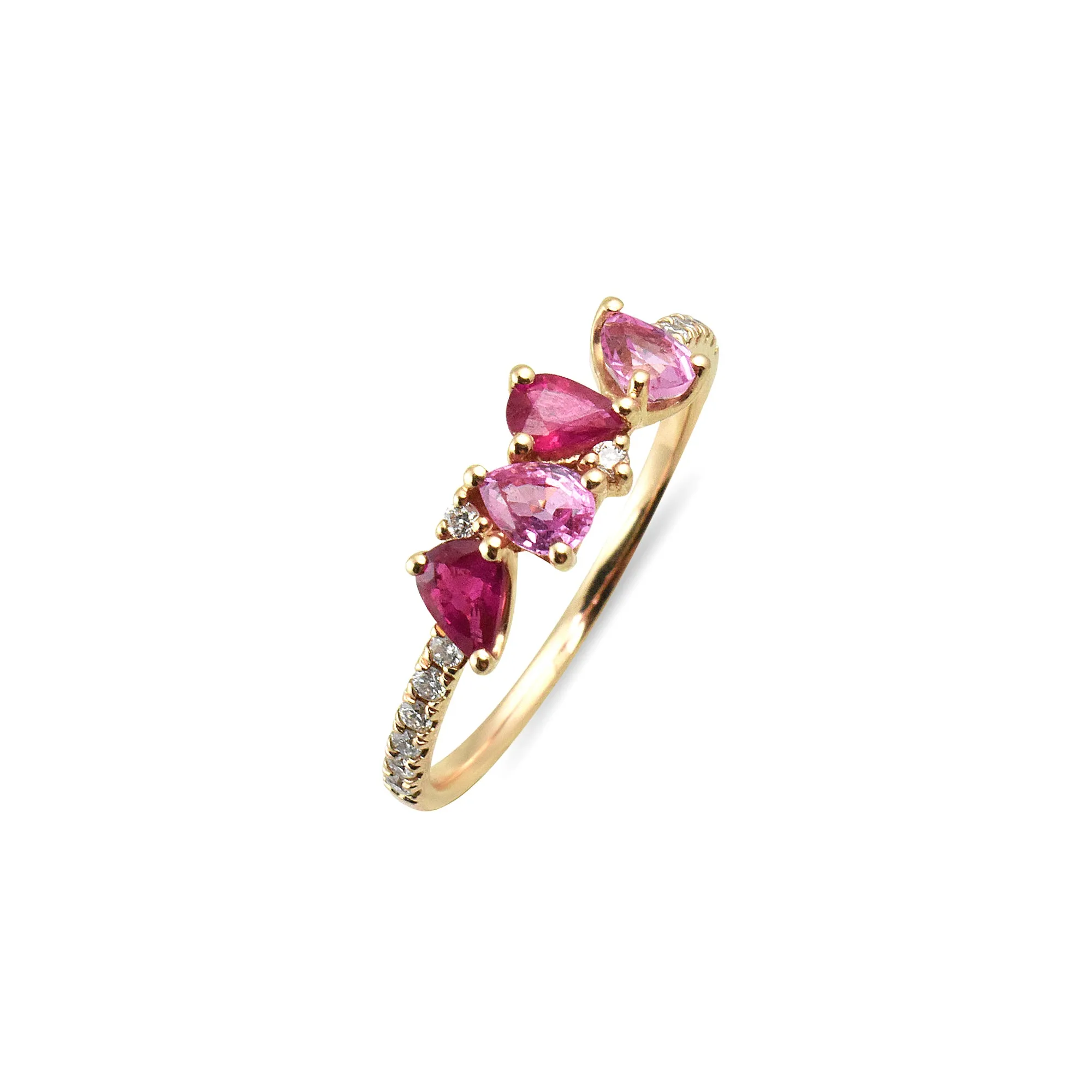 Gemstone & Diamond 14K Dainty Pear Cut Ring