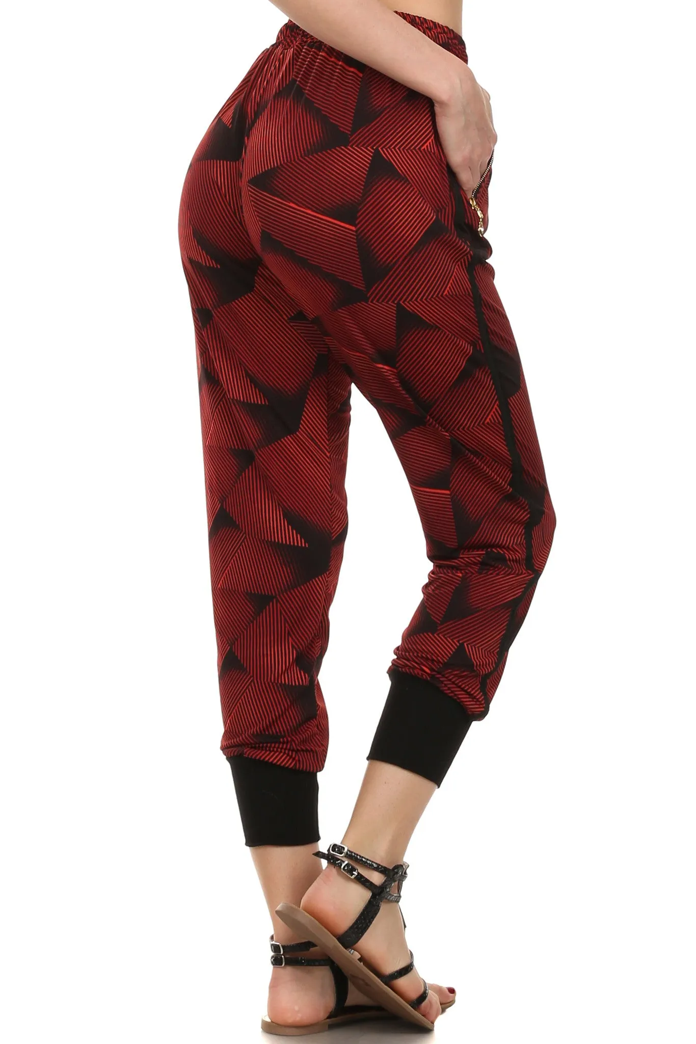 Geometric Striped Graphic Joggers