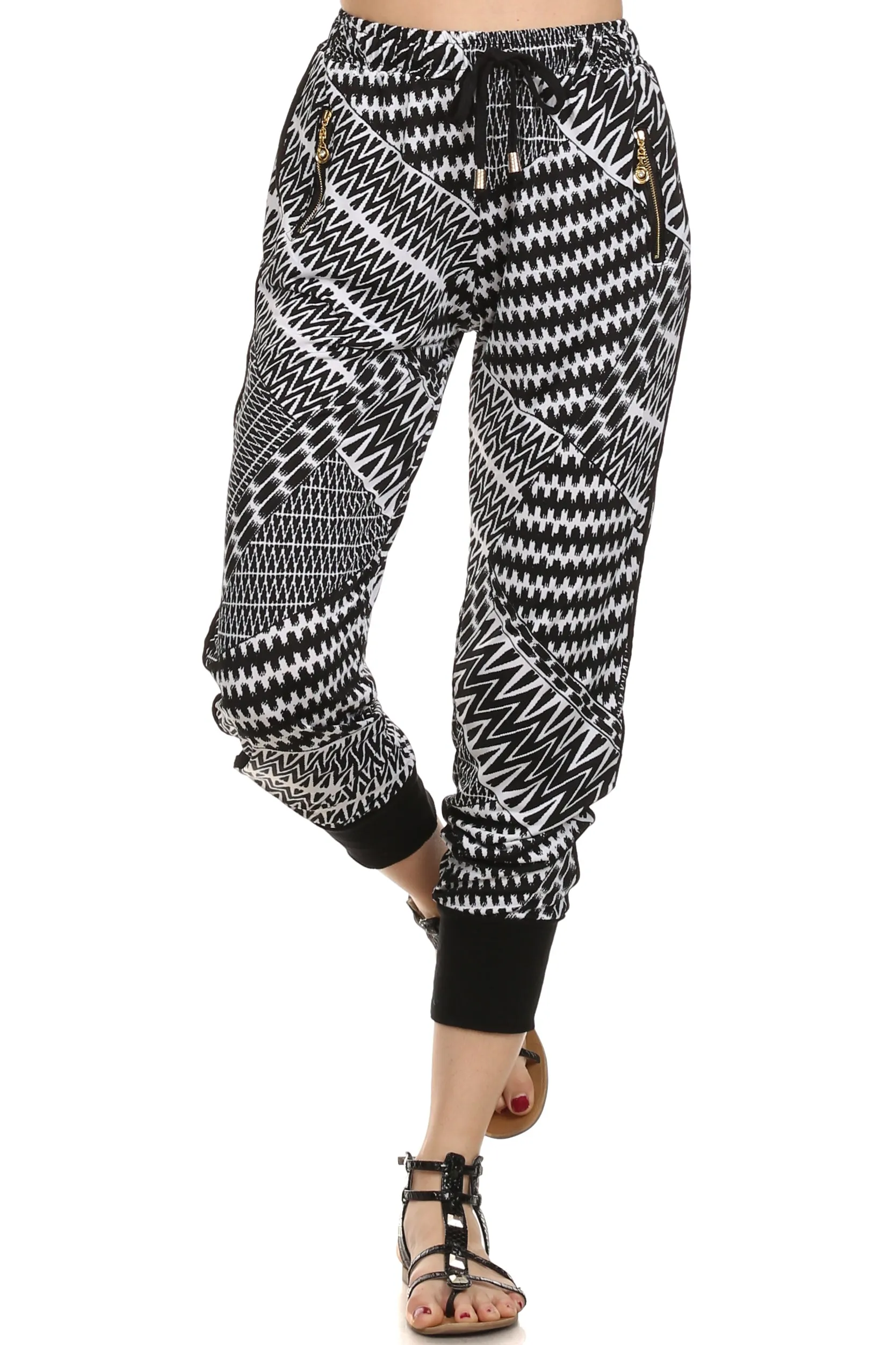 Geometric Striped Graphic Joggers