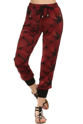 Geometric Striped Graphic Joggers