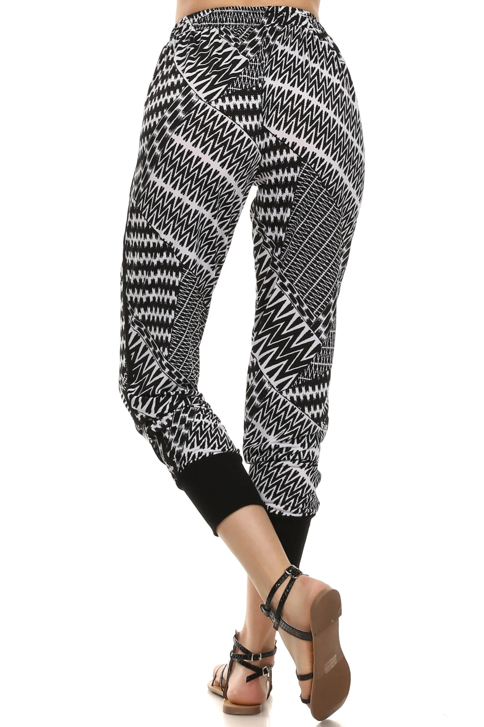 Geometric Striped Graphic Joggers