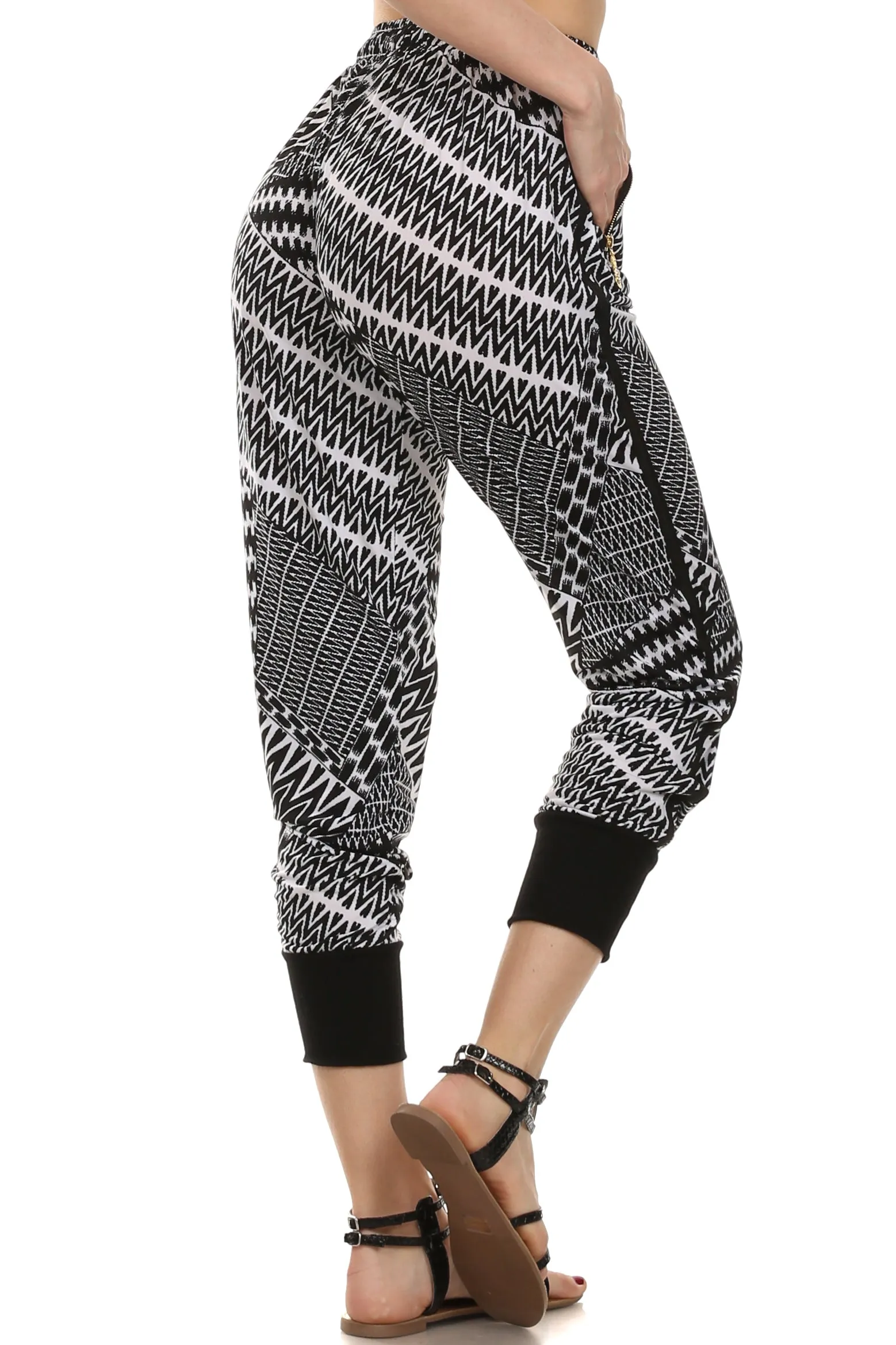 Geometric Striped Graphic Joggers