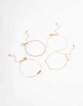 Gold Ball Diamante Chain Bracelet 4-Pack