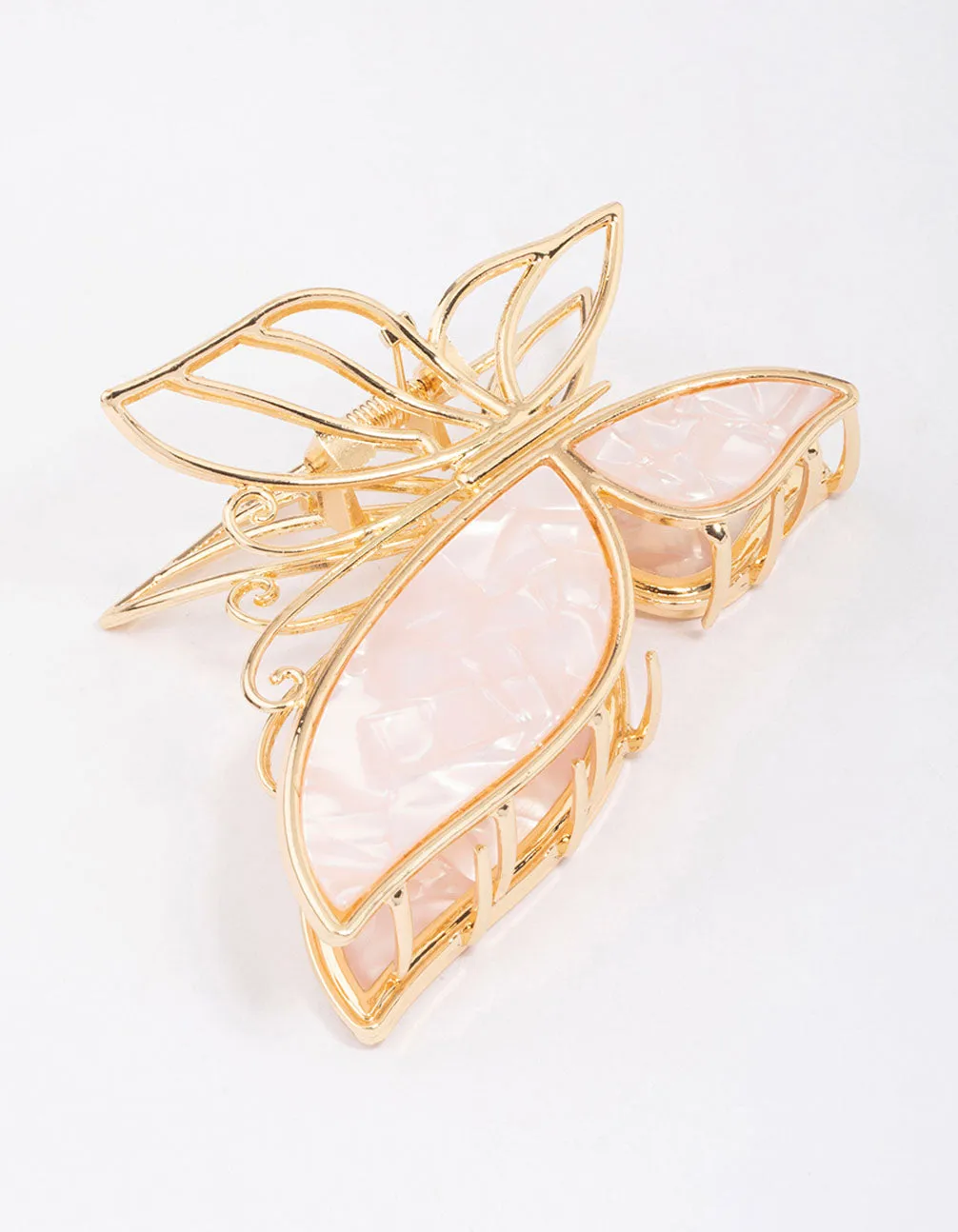 Gold Butterfly Acrylic Hair Claw Clip