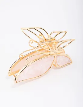 Gold Butterfly Acrylic Hair Claw Clip