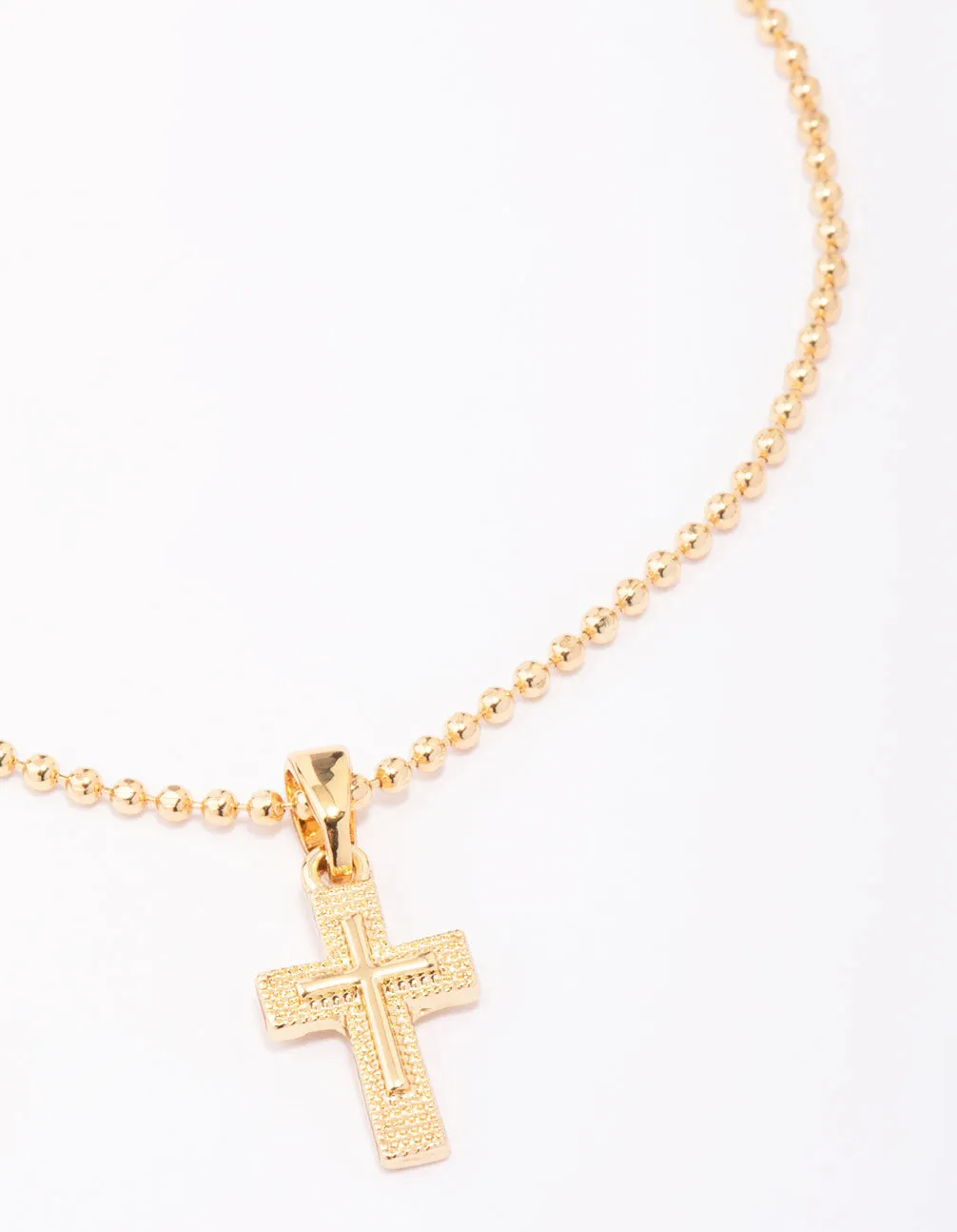 Gold Plated Figaro & Ball Cross Bracelets 2-Packs