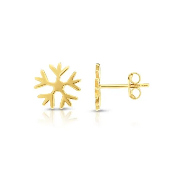 Gold Snowflake Stud Post Earrings