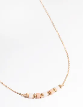 Gold Square Bead Necklace