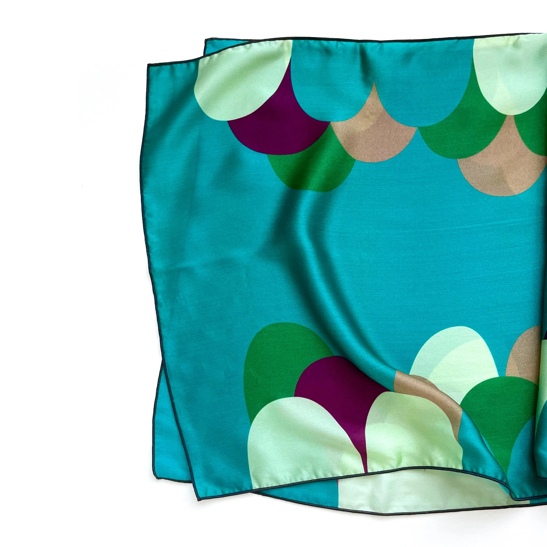 Gumdrop - Teal geometric long silk scarf