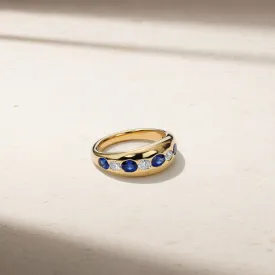 Gypsy Petite Oval Sapphire and Diamond Ring