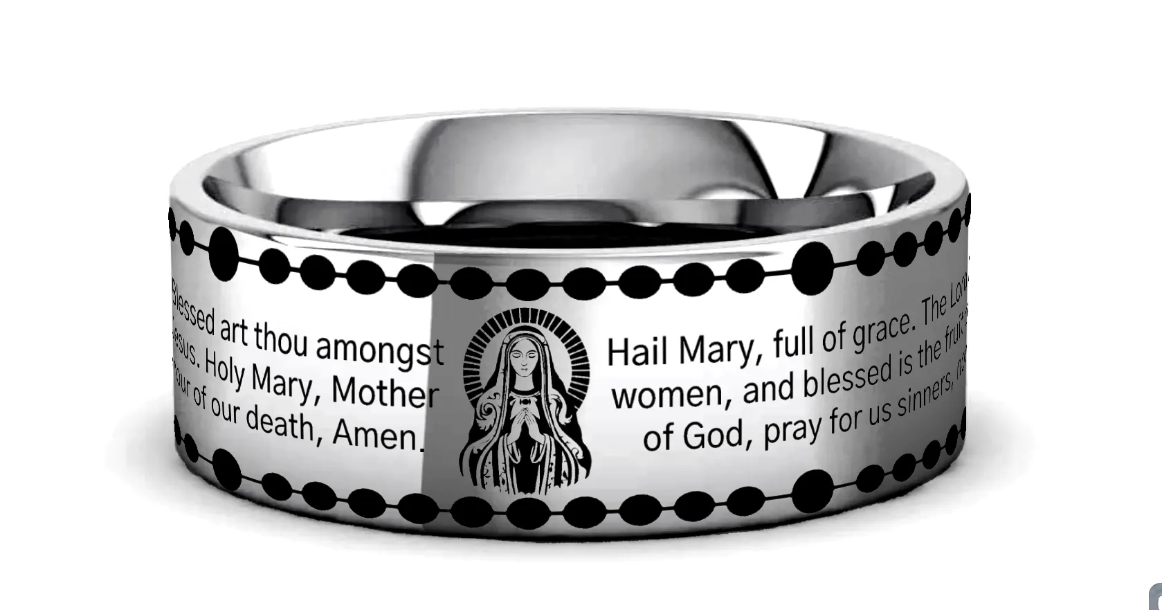 HAIL MARY Laser Engraved Tungsten Carbide Ring