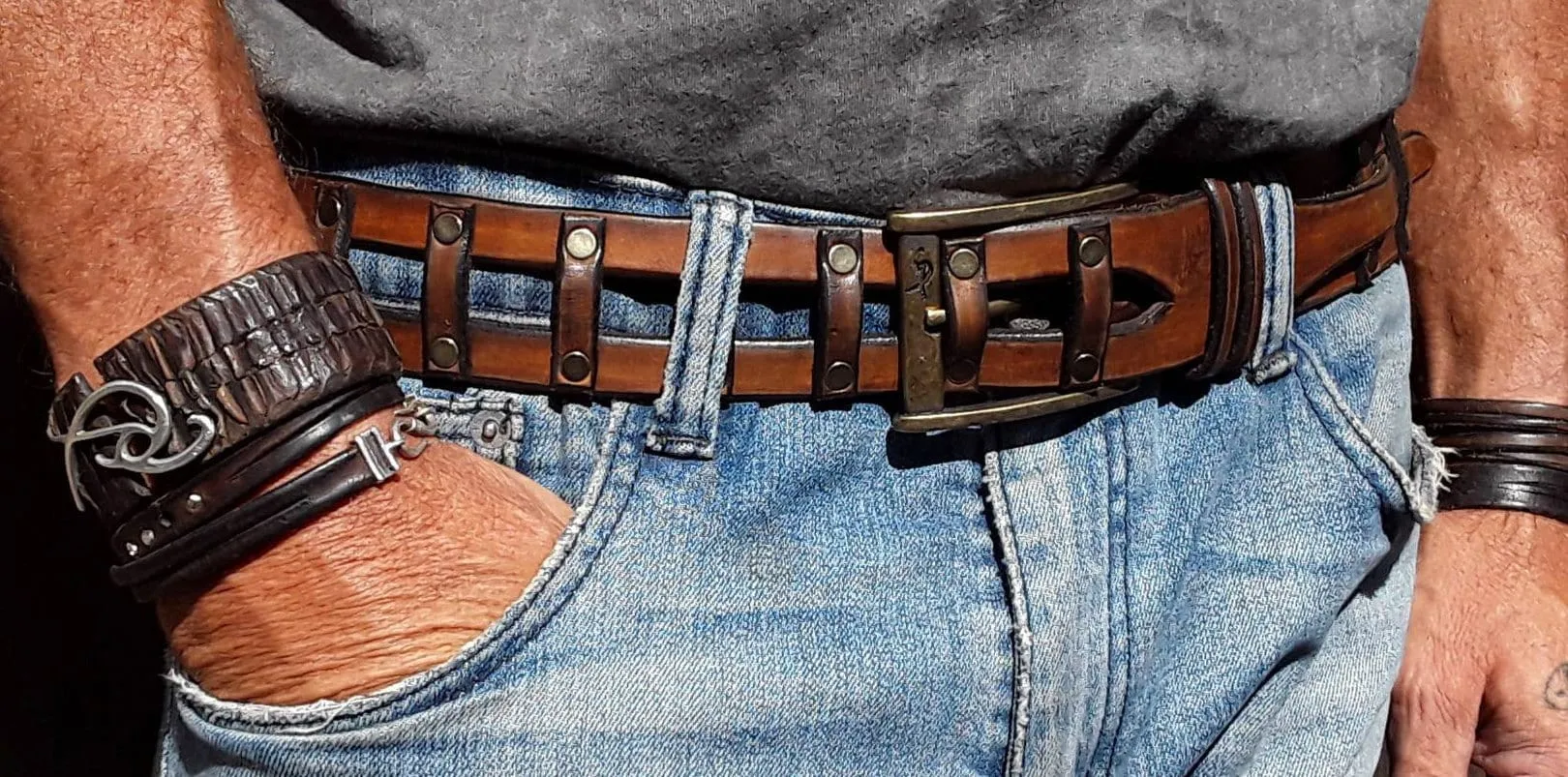 Handcrafted Leather Belts - Customizable Mens  Womens Wide  Fashionable Brown - Genuine Artisan Apparel