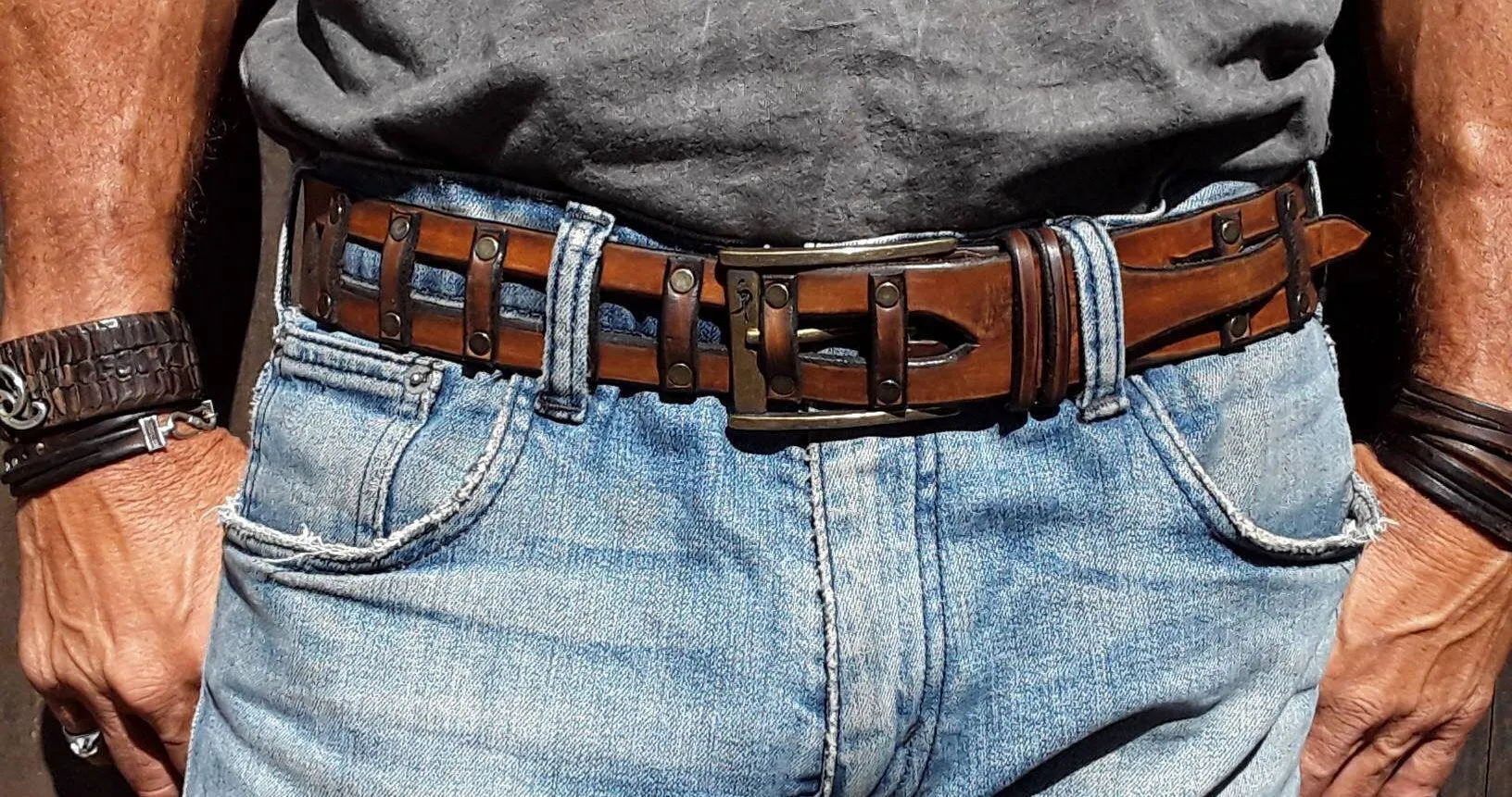 Handcrafted Leather Belts - Customizable Mens  Womens Wide  Fashionable Brown - Genuine Artisan Apparel