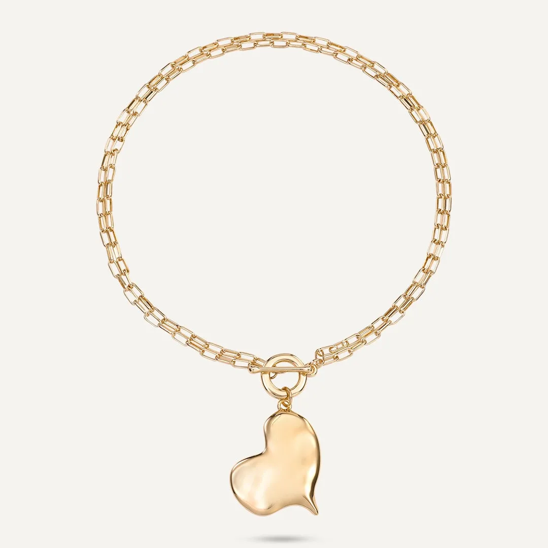 Heart Charm Chain Necklace In Gold-Tone