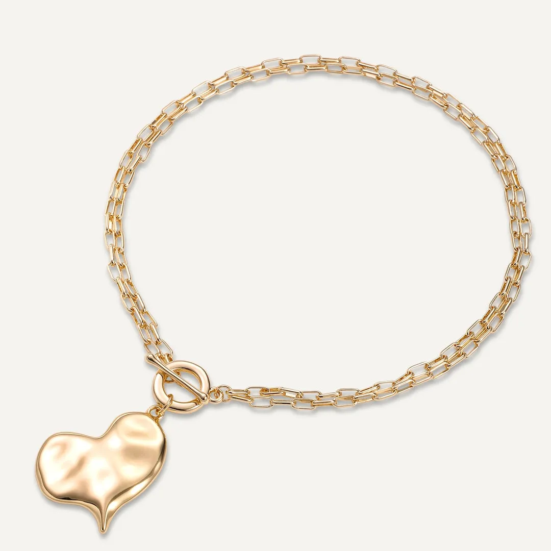 Heart Charm Chain Necklace In Gold-Tone