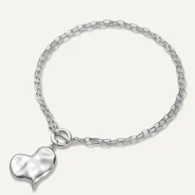 Heart Charm Chain Necklace In Silver-Tone