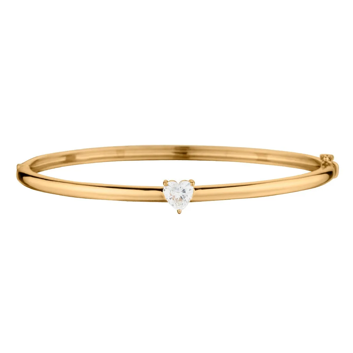 HEART SHAPED DIAMOND SET ON A GOLD DOMED BANGLE