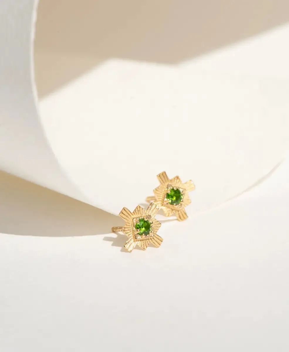 Inka Studs | 22k Gold Plate | Chrome Diopside