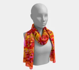 Insook Hwang's Art_Scarves_Love&Peace_Orange_textoverlay#4