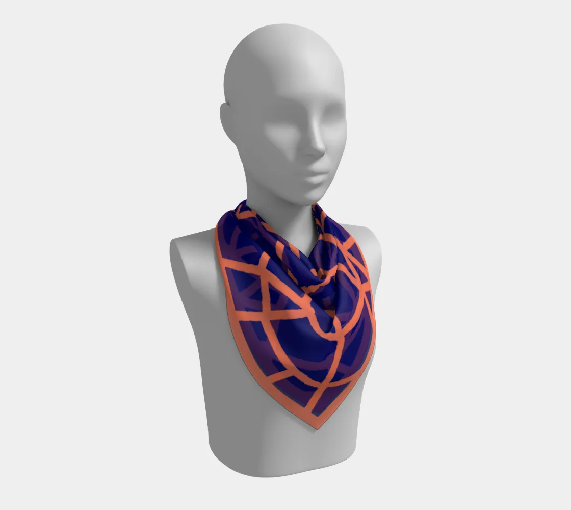 Insook Hwang's Art_Scarves_Net#5_Orange _Navy_outline