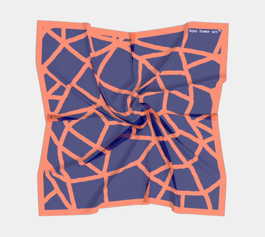 Insook Hwang's Art_Scarves_Net#5_Orange _Navy_outline