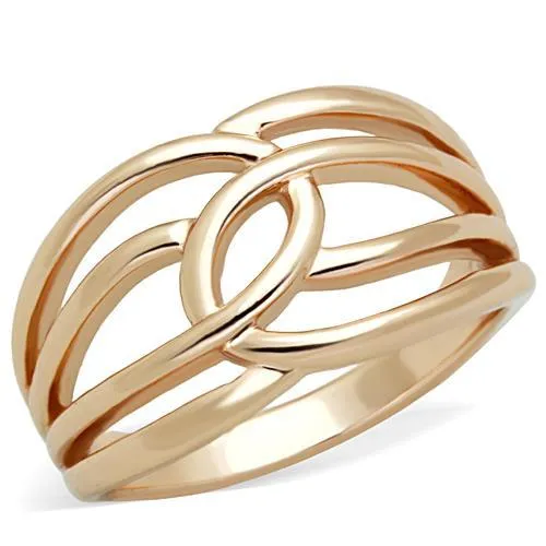 IP Rose Gold(Ion Plating) Stainless Steel Ring with No Stone for Women Style TK1696