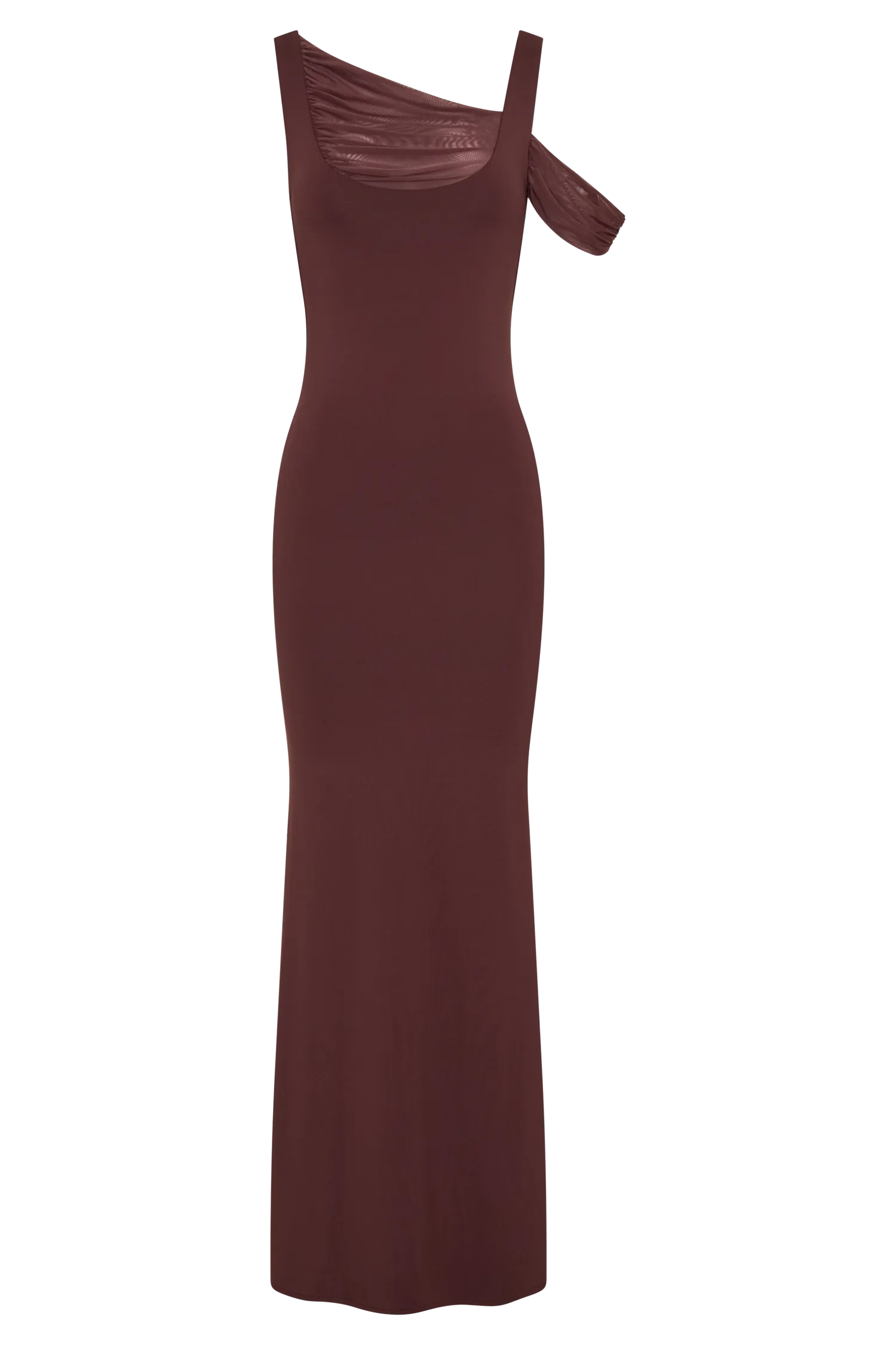 Janette Recycled Nylon And Mesh Sleeveless Maxi Dress - Mahogany