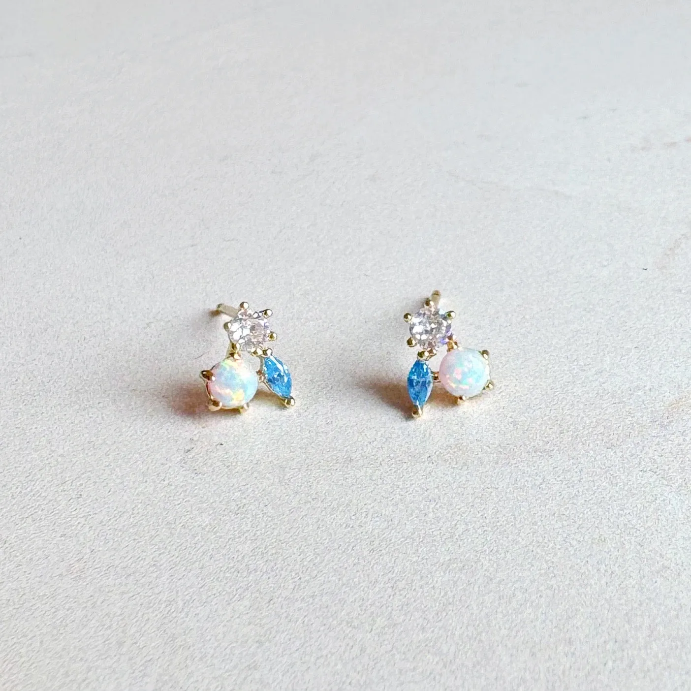 Jardin Opal and Aqua Mini Stud Earrings