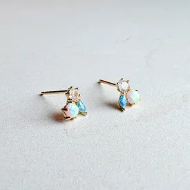 Jardin Opal and Aqua Mini Stud Earrings